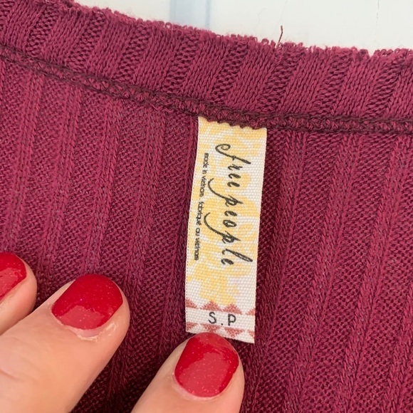 Maroon Free People V-neck Thermal Tunic - Picture 4 of 5